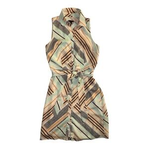 Ann Taylor Sleeveless Dress - Mint and Black Stripes